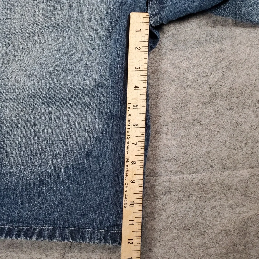 True Rock Denim Shorts Men 34 Blue Relaxed Fit Sandblasted Fade Y2K Skater Baggy